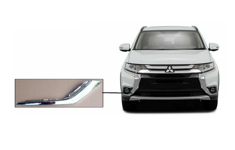 Ornament bara protectie, spoiler Mitsubishi Outlander (Gg/Gf), 05.2015-, montare fata, dreapta, cromat; inferior, RapidAuto