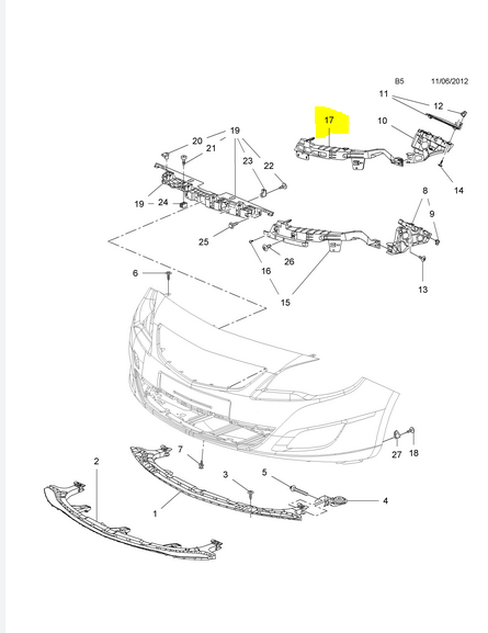 Suport fixare far Opel Astra J, 2013-, montare fata, dreapta, RapidAuto