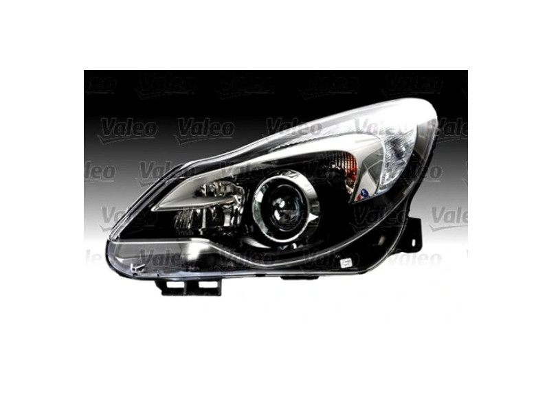 Far Opel Corsa D, 01.2011-12.2014, montare fata, stanga, H1+H9B; electric; fara motor; halogen; cu lumina viraje, VALEO