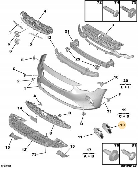 Grila bara protectie, spoiler Opel Corsa/-E F, 06.2019-12.2023, montare fata, dreapta, fara locas proiector, RapidAuto