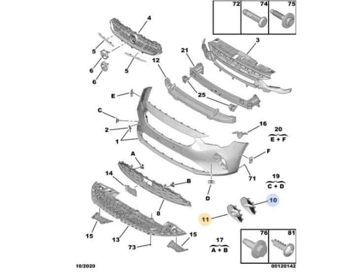 Grila bara protectie, spoiler Opel Corsa/-E F, 06.2019-12.2023, montare fata, stanga, cu gaura lampa de ceata, RapidAuto