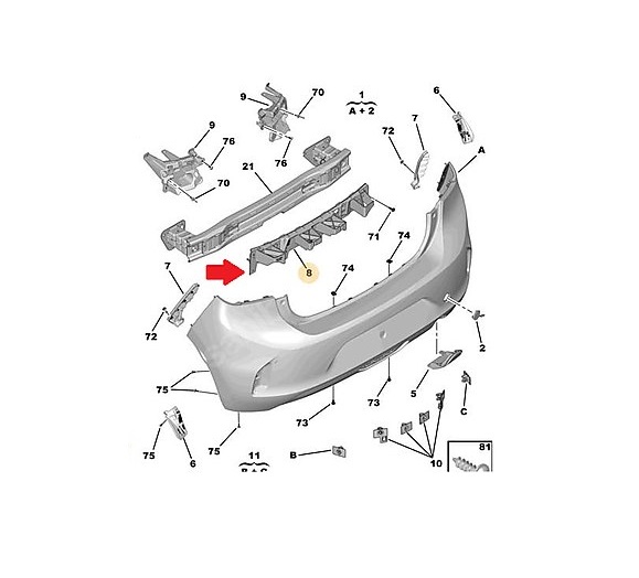 Suport bara protectie, spoiler Opel Corsa/-E F, 06.2019-12.2023, montare spate, centrala, RapidAuto
