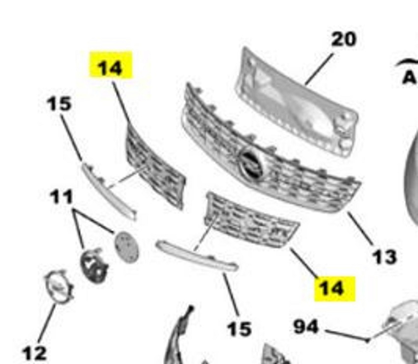 Capac grila radiator Opel Vivaro, 03.2019-, montare fata, dreapta, RapidAuto