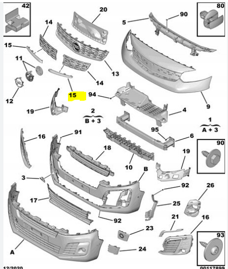 Ornament grila Opel Vivaro, 03.2019-, montare fata, stanga, cromat, RapidAuto