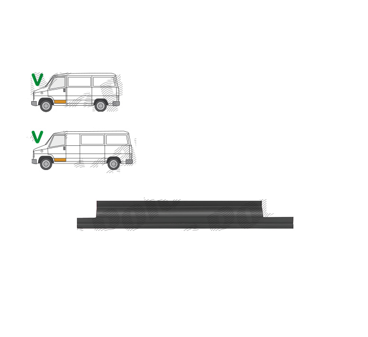 Segment reparatie panou usa Citroen C25 (280/290) 11.1981-05.1994; Fiat Ducato (280/290), 11.1981-05.1994; Peugeot J5 (280), 11.1981- 05.1994, montare fata, stanga, adanc, KLOKKERHOLM