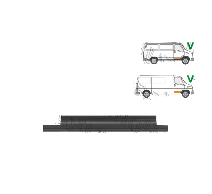 Segment reparatie panou usa Citroen C25 (280/290) 11.1981-05.1994; Fiat Ducato (280/290), 11.1981-05.1994; Peugeot J5 (280), 11.1981- 05.1994, montare fata, dreapta, adanc, KLOKKERHOLM