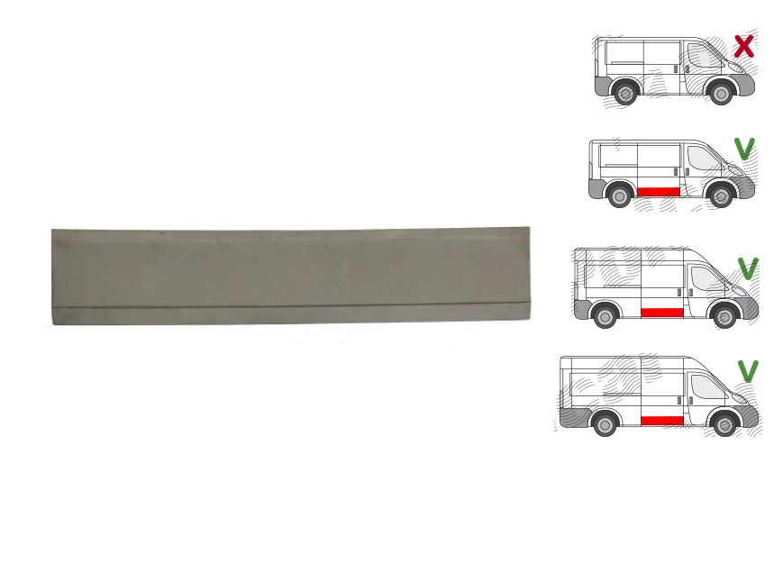 Element reparatie usa Peugeot Boxer (250), Fiat Ducato (250), Citroen Jumper (250),09.2006-08.2014- Ram Promaster, 02.2013-, montare dreapta, galvanizat; fara locas ornament, usa glisanta; inaltime 280 mm, RapidAuto