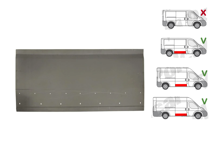 Element reparatie usa Peugeot Boxer (250), Fiat Ducato (250), Citroen Jumper (250),09.2006-08.2014- Ram Promaster, 02.2013-, montare dreapta, galvanizat; usa glisanta, cu locas ornamente; inaltime 675 mm, RapidAuto