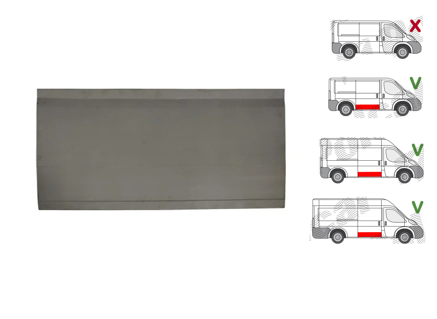 Element reparatie usa Peugeot Boxer (250), Fiat Ducato (250), Citroen Jumper (250),09.2006-08.2014- Ram Promaster, 02.2013-, montare dreapta, galvanizat; fara locas ornament, usa glisanta; inaltime 675 mm, RapidAuto