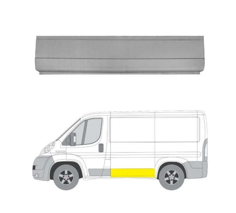 Panou reparatie lateral Peugeot Boxer (250), Fiat Ducato (250), Citroen Jumper (250), 09.2006-08.2014-; Ram Promaster, 02.2013-, montare stanga, galvanizat; fara locas ornament; lungime 1415, inaltime 340 mm, RapidAuto
