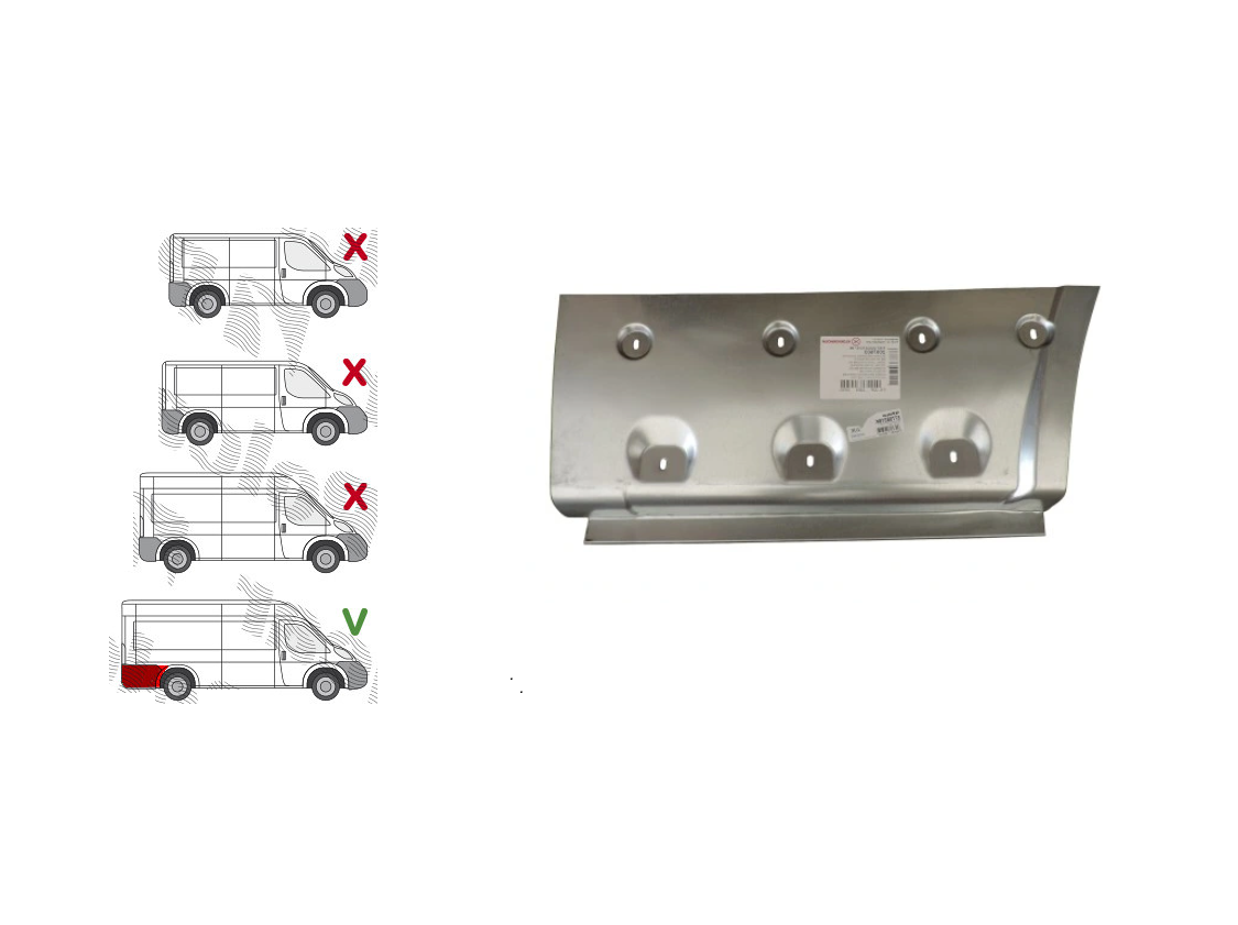 Segment reparatie aripa spate Peugeot Boxer (250), Fiat Ducato (250), Citroen Jumper (250) 09.2006-08.2014-, extra lung, L4, spate, dreapta, cu locas ornamente, lampi pozitie; in spatele carenajului; lungimea 700 mm, KLOKKERHOLM