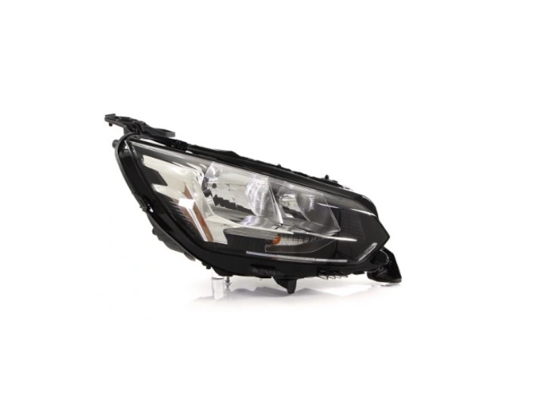 Far Peugeot 208, 06.2019-; 2008/E-2008, 11.2019-01.2024, montare fata, dreapta, fara lumini de zi; fara lampa parcare; H18+H9+PY21W; electric; cu capace; cu motor; cu becuri; halogen, VALEO