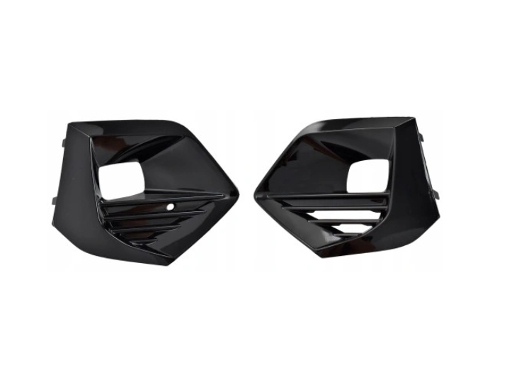 Grila bara protectie, spoiler Peugeot 2008/E-2008, 11.2019-01.2024, montare fata, stanga+dreapta, cu locas proiectoare; Negru lucios; set (2 buc.); lateral, RapidAuto