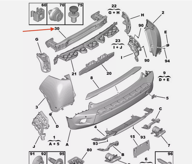Armatura bara spate Peugeot 2008/E-2008, 11.2019-01.2024, RapidAuto