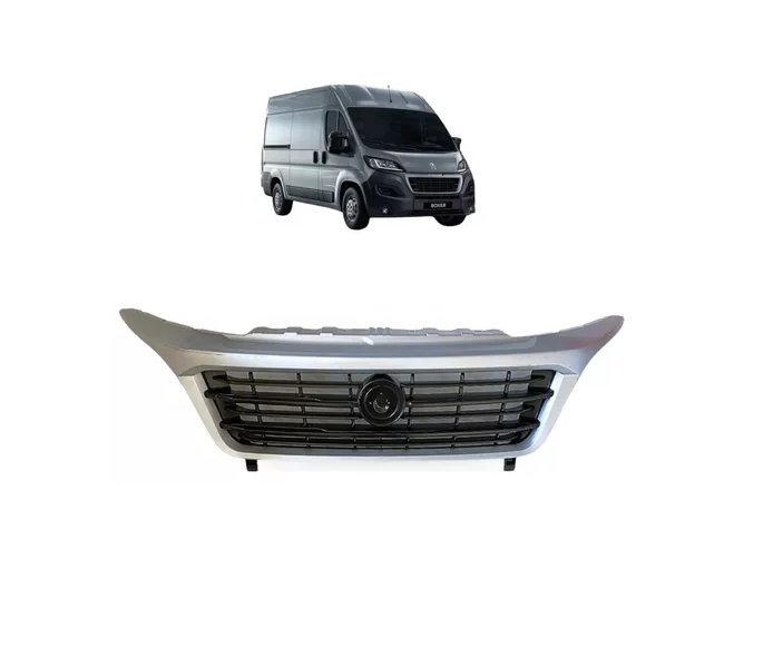Grila radiator Fiat Ducato, 06.2014-, montare fata, cu rama argintie; negru, RapidAuto