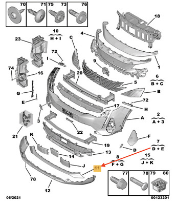 Ornament bara protectie, spoiler Peugeot 3008, 10.2020-, montare fata, argintiu, RapidAuto