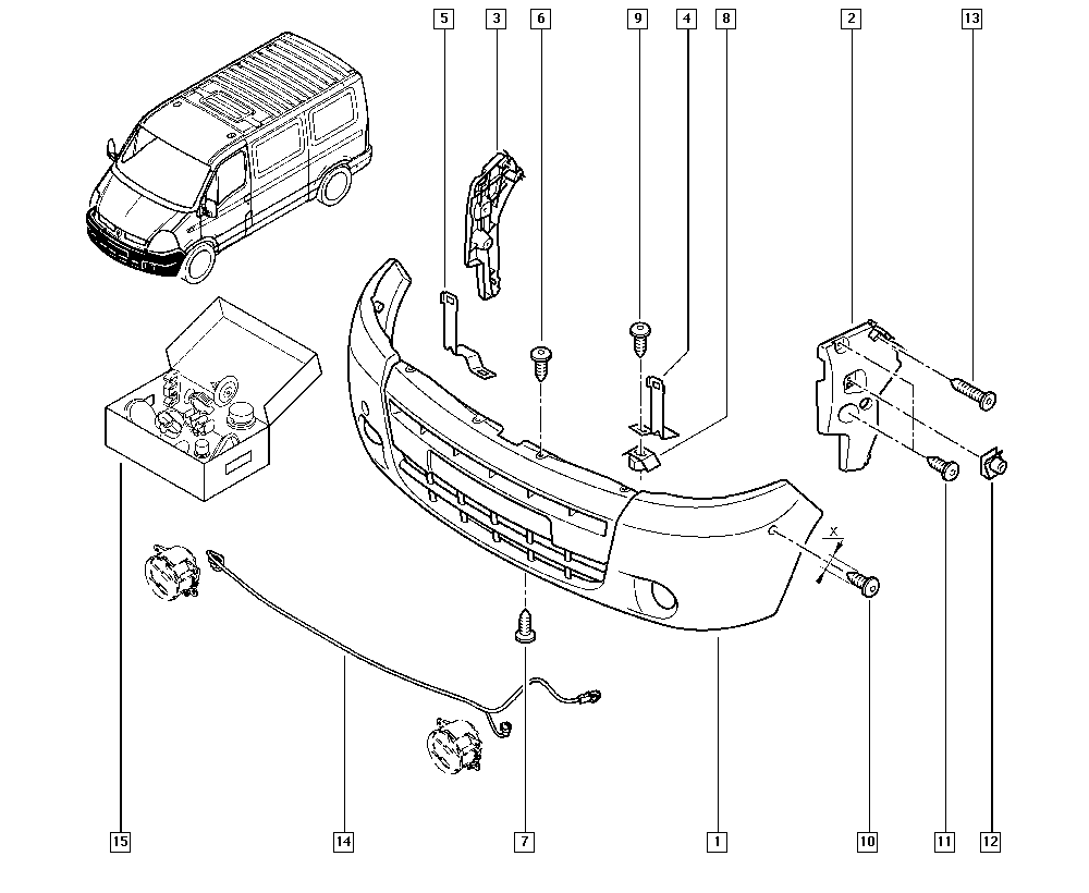 Suport bara protectie, spoiler Nissan Interstar (X70), 01.2004-11.2010, Opel Movano, 01.2004-12.2021, Renault Master, 01.2004-10.2014, montare fata, dreapta, RapidAuto