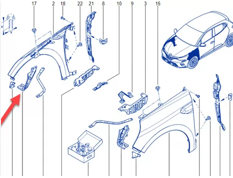 Suport aripa fata Renault Clio V, 08.2019-06.2023, montare fata, dreapta, RapidAuto