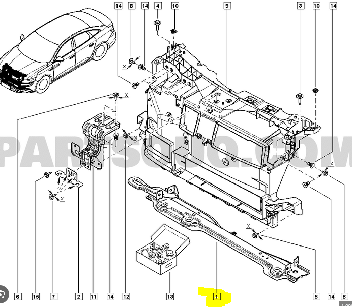 Traversa, Armatura sasiu Renault Talisman, 01.2016-, montare fata, RapidAuto