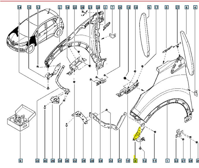 Suport aripa fata Renault Captur, 03.2013-02.2020, montare fata, stanga, RapidAuto