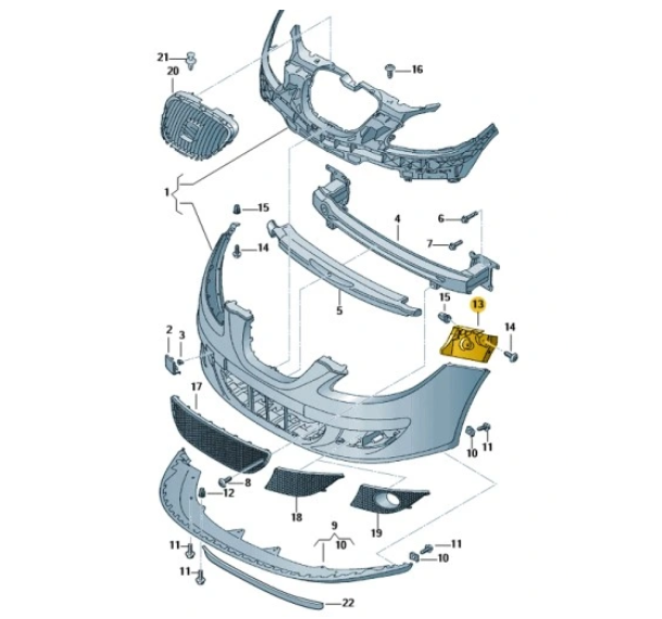 Suport bara protectie, spoiler Seat Altea (5p1/5p5), 03.2004-2015, montare fata, stanga, OE