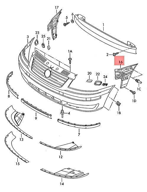 Suport bara protectie, spoiler Seat Alhambra (7v8/7v9), 02.2001-06.2010, montare fata, stanga, OE