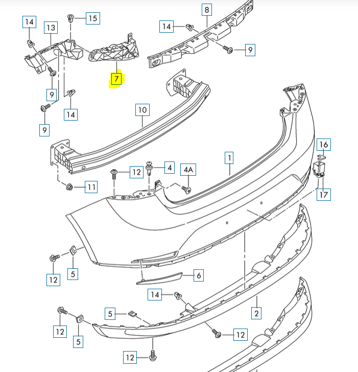 Suport bara protectie, spoiler Seat Ibiza (6j), 04.2012-, montare spate, stanga, mic, RapidAuto