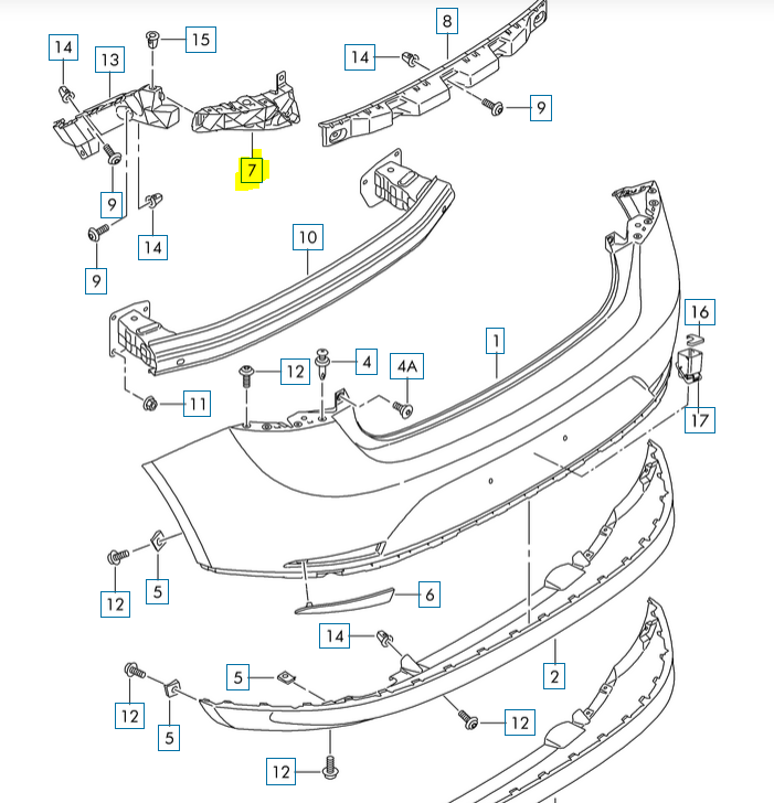 Suport bara protectie, spoiler Seat Ibiza (6j), 04.2012-, montare spate, dreapta, mic, RapidAuto