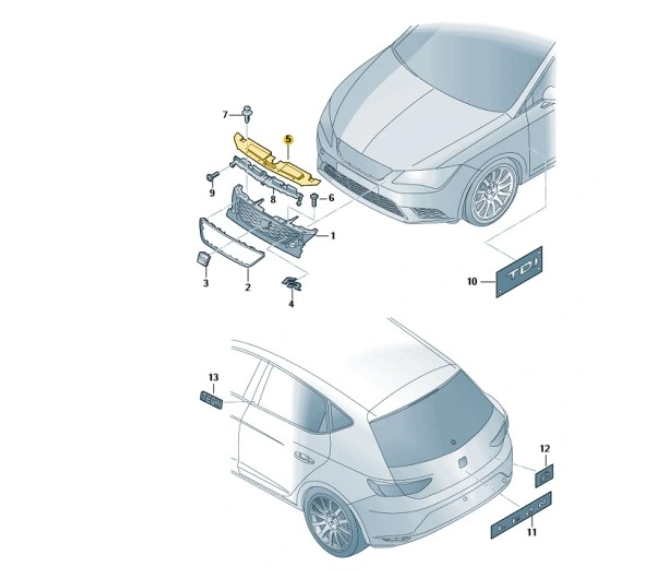 Ornament superior panou central, trager Seat Leon (5f), 2017-12.2020, montare fata, RapidAuto