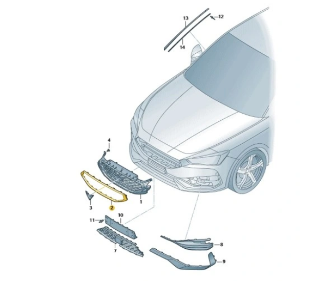 Rama grila radiator Seat Leon (Kl), 03.2020-, montare fata, gri, RapidAuto