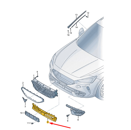Grila bara protectie, spoiler Seat Leon (Kl), 03.2020-, montare fata, centrala, RapidAuto