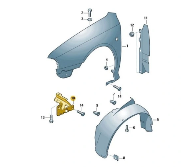 Suport bara protectie, spoiler Skoda Octavia (1u2/1u5), 03.1997-12.2000, montare fata, stanga, OE