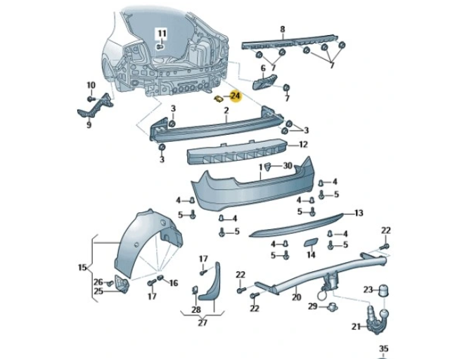 Capac bara carlig remorcare Skoda Rapid (Nh), 10.2012-, montare spate, RapidAuto