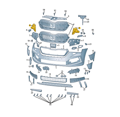 Suport montare grila radiator Skoda Scala, 04.2019-, montare fata, stanga, RapidAuto