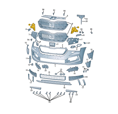 Suport montare grila radiator Skoda Scala, 04.2019-, montare fata, dreapta, RapidAuto