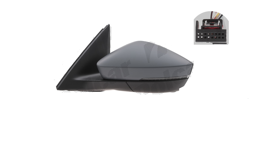 Oglinda exterioara Skoda Kamiq, 06.2019-; Scala, 04.2019-, montare stanga, reglaj electric; carcasa grunduita; incalzit; sticla convexa; geam cromat; 16 gauri / 6 pini; cu semnalizare LED, View Max
