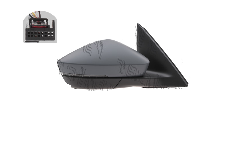 Oglinda exterioara Skoda Kamiq, 06.2019-; Scala, 04.2019-, montare dreapta, reglaj electric; carcasa grunduita; incalzit; sticla convexa; geam cromat; 16 gauri / 6 pini; cu semnalizare LED, View Max