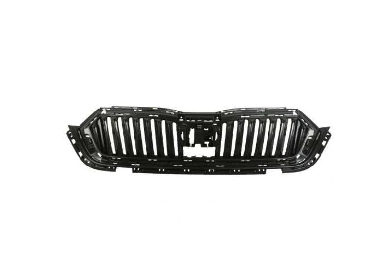 Grila radiator Skoda Octavia, 04.2020-, montare fata, cu cadru negru lucios; negru; complet, RapidAuto
