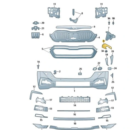 Suport bara protectie, spoiler Skoda Octavia, 04.2020-, montare fata, dreapta, mare, RapidAuto