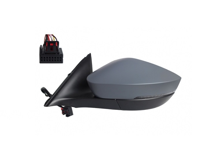 Oglinda exterioara Skoda Octavia, 04.2020-, montare stanga, reglaj electric; grunduit; incalzit; sticla convexa; geam cromat; 16 gauri / 6 pini; cu semnalizare LED, View Max