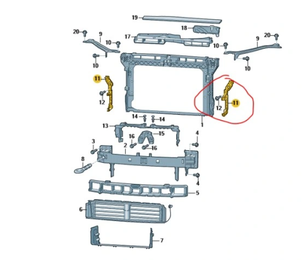 Suport panou central, trager Skoda Superb (3v), 05.2015-06.2024, montare fata, dreapta, plastic, RapidAuto