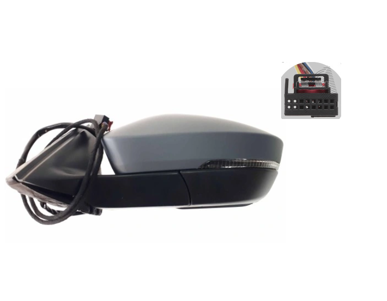 Oglinda exterioara Skoda Superb (3v), 05.2015-06.2024, montare stanga, reglaj electric; carcasa grunduita; incalzit; sticla convexa; geam cromat; 16 gauri / 6 pini; cu semnalizare LED, View Max