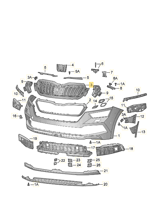Grila radiator Skoda Kamiq, 06.2019-; 658853653, Negru/Negru, montare fata, negru/negru, RapidAuto