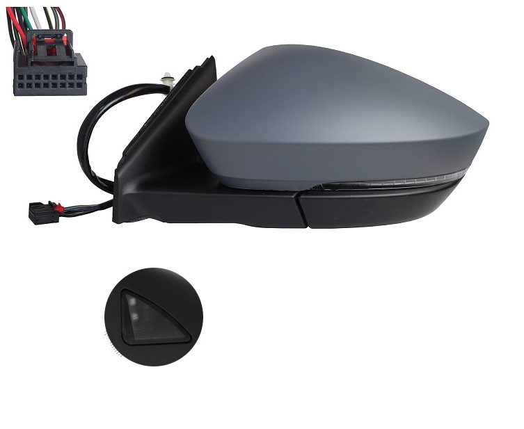 Oglinda exterioara Skoda Karoq, 08.2017-, montare stanga, reglaj electric; carcasa grunduita; incalzit; sticla convexa; geam cromat; rabatabil; 16 gauri / 11 pini; cu semnalizare LED; cu lampa perimetru, View Max