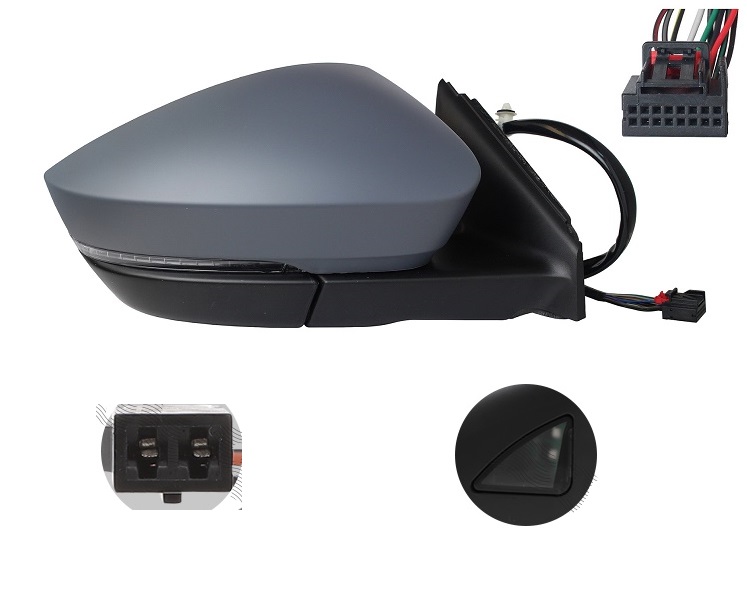 Oglinda exterioara Skoda Karoq, 08.2017-, dreapta, ajustare electrica; carcasa grunduita; incalzit; sticla convexa; geam cromat; pliabila electric; 11 pini+ 2 conectori+ 2 gauri / 2 pini; semnalizare LED; &quot;unghi mort&quot;, cu lampa perimetru, View Max