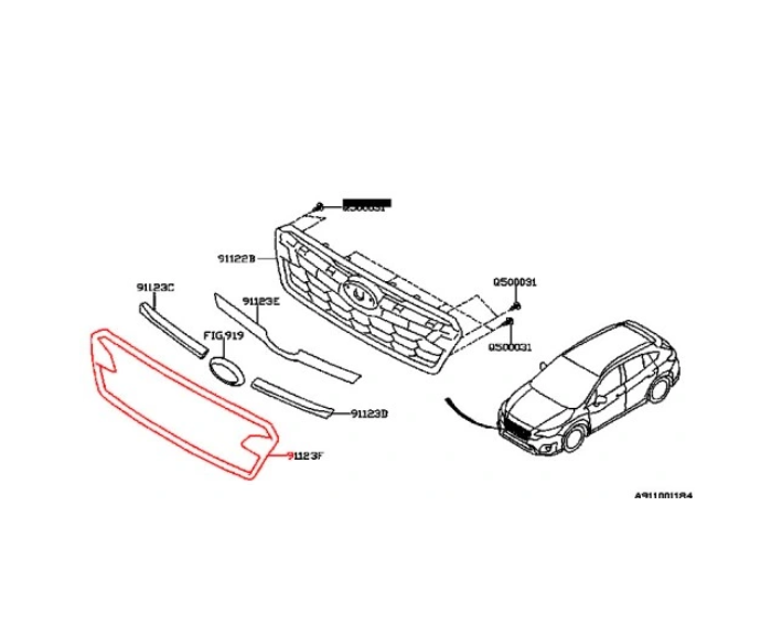 Rama grila radiator Subaru Xv, 04.2017-, montare fata, negru, pentru a fi vopsita (ne-grunduit), RapidAuto