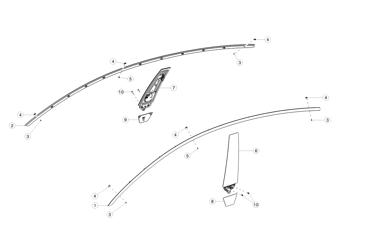 Ornament lateral Tesla Model 3, 07.2017-12.2023, montare stanga, aluminiu, RapidAuto