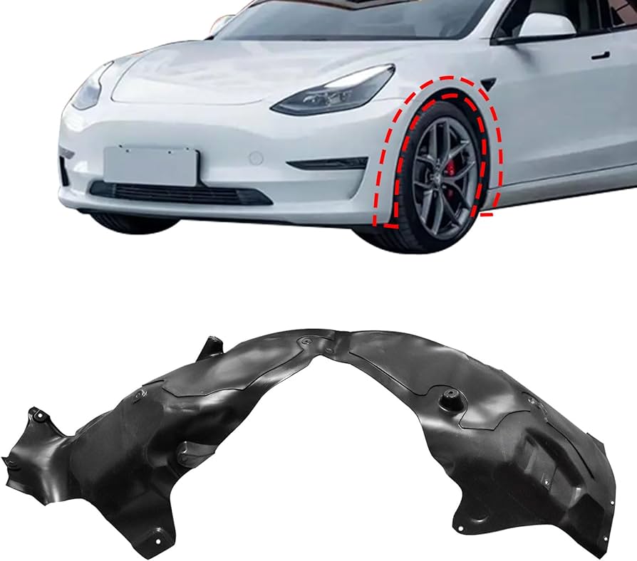 Carenaj roata Tesla Model 3, 07.2017-12.2023, montare fata, stanga, Polipropilena (PP) + PET, RapidAuto