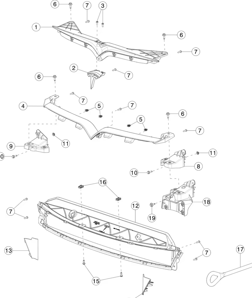 Suport montare grila radiator Tesla Model S, 2016-2018-, montare fata, stanga, RapidAuto