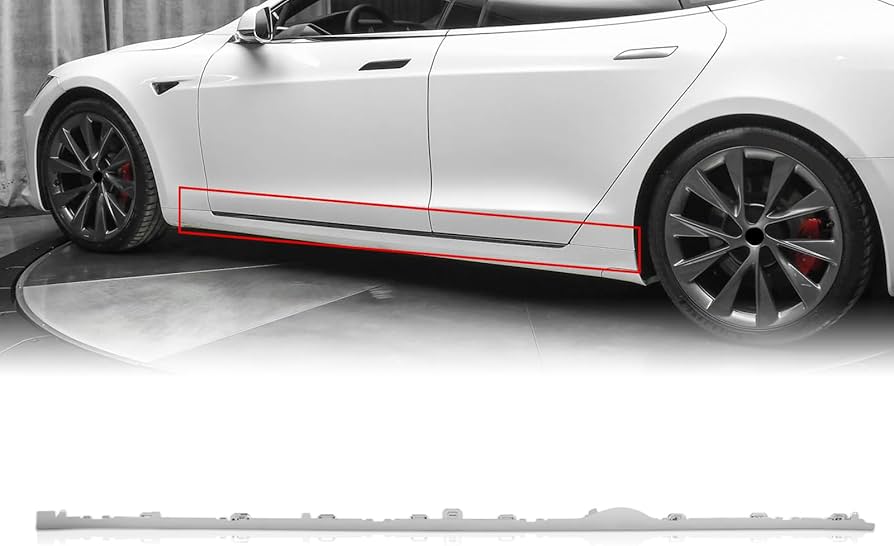 Ornament prag Tesla Model S, 06.2012-2020, montare dreapta, cromat; plastic, RapidAuto